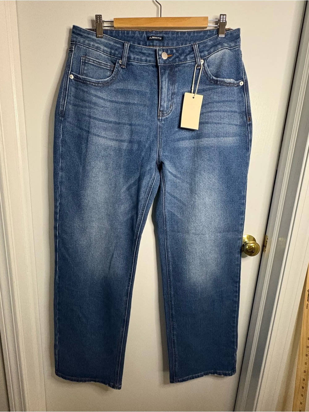 Flamingals Sz 2XL Blue Straight-Leg Jeans Wardrobe Staple Stretch Classic Retro